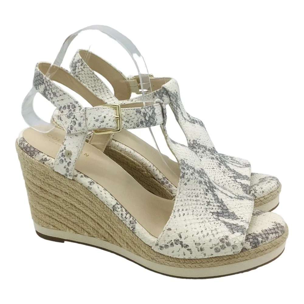 NEW Cole Haan Cloudfeel Embossed Leather Snakeskin Wedge Sandals‎
